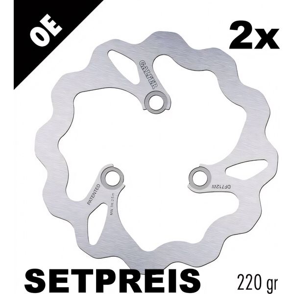 Set Di Dischi Freno Galfer 2X DF712W Wave® Rigido Anteriore 174X3Mm Per Honda Trx Ex Sportrax X Sportrax Fourtrax Er R Recon Foreman Sporttrax Xx 250 - 700 Ccm-image