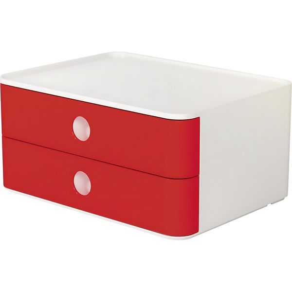 Han 1120-17 Cassettiera SMART-BOX Allison - Impilabile, 2 Cassetti, Bianco/Rosso-image