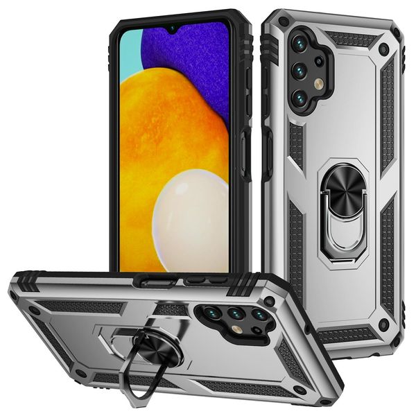 Custodia Per Samsung Galaxy A13 4G A Doppio Strato Robusta, Protezione Militare Con Supporto Ad Anello E Supporto Argento-image