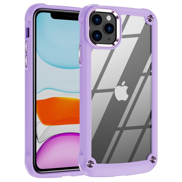 Custodia Iphone 11 Pro Max, Custodia Ibrida Trasparente Pc Tpu Bumper E Antiurto Per Iphone 11 Pro Max Viola-image