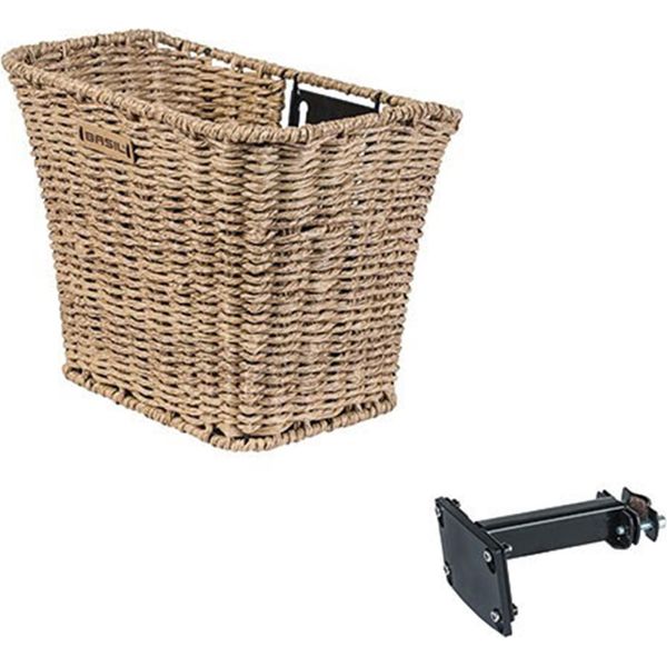 Basil Bremen Rattan Look Fm - Cestino Per Bicicletta - Anteriore - Incluso Supporto Per Attacco Manubrio Basil Fm - Marrone Chiaro-image