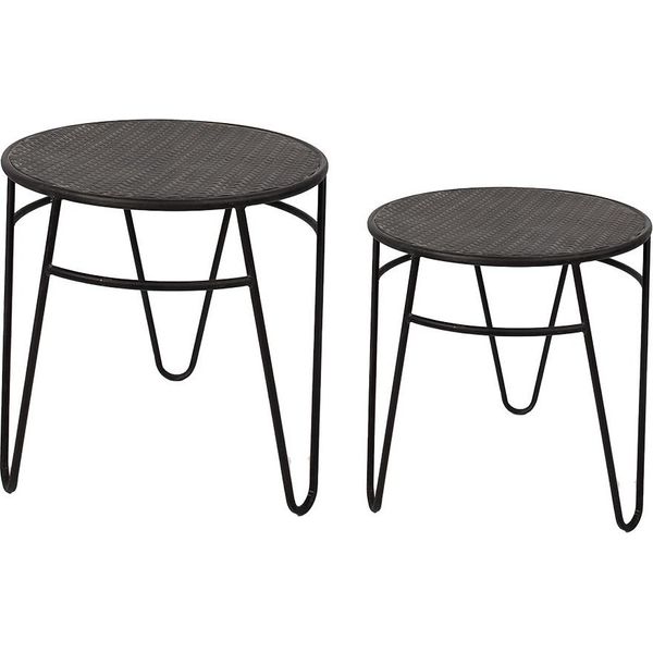 Tavolino Clayre & Eef Set Di 2 Ø 51 / Ø 41 Cm Ferro Marrone-image