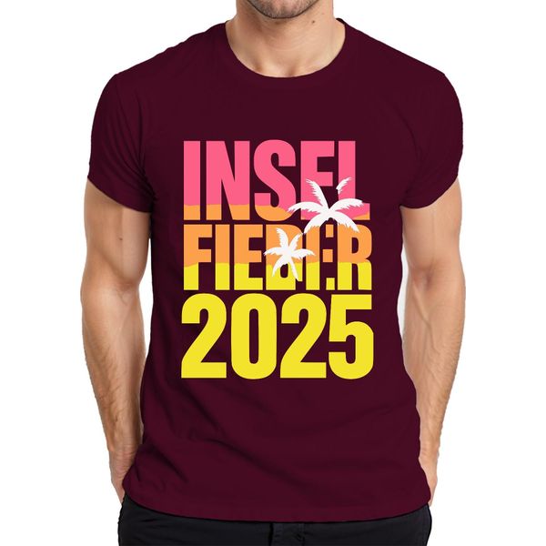 Island Fever 2025 Island Holiday Summer Holiday Beach Palm Trees Sea Maglietta Da Uomo, Borgogna, Xl-image