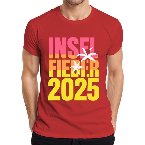 Island Fever 2025 Island Holiday Summer Holiday Beach Palm Trees Sea Maglietta Da Uomo, Rosso, 3XL-image