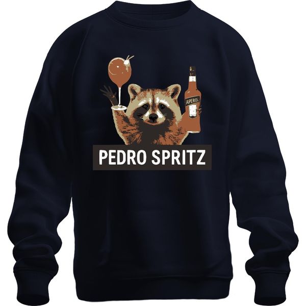 Pedro Spritz Raccoon Aperol Spritz Cocktail Summer Gift Unisex Felpa Pullover, Navy, Xl-image
