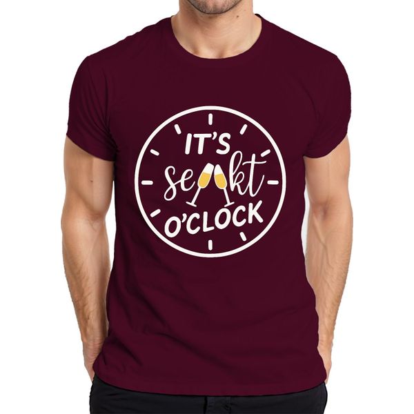 It's Champagne O'clock Champagne Time Champagne Clock Champagne Party Prosecco T-Shirt Da Uomo, Borgogna, L-image