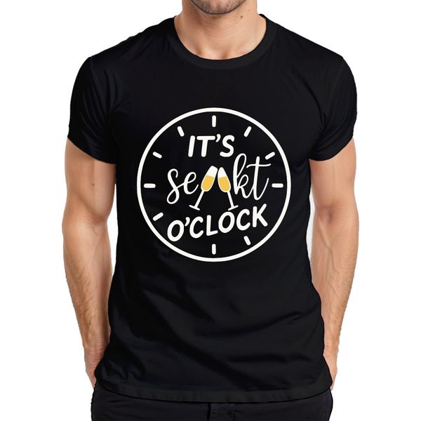 It's Champagne O'clock Champagne Time Champagne Clock Champagne Party Prosecco T-Shirt Da Uomo, Nero, M-image