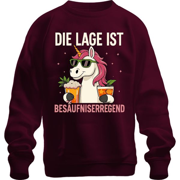The Situation Is Boozy Unicorn Beer Party Cocktail Funny Unisex Felpa Pullover, Borgogna, 3XL-image