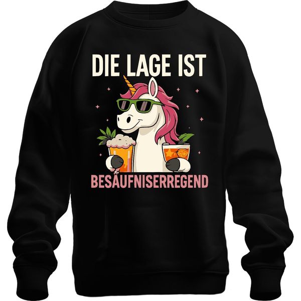 La Situazione è Alcolica Unicorn Beer Party Cocktail Funny Unisex Felpa Pullover, Nero, 3XL-image