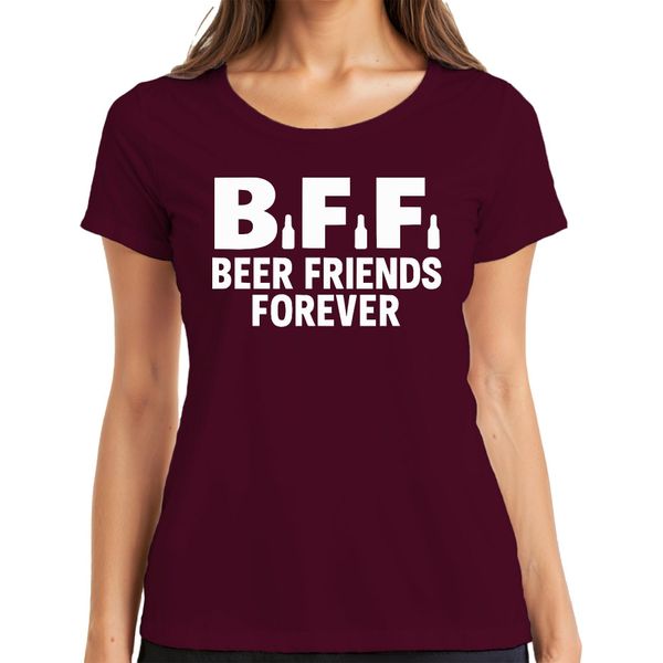 Maglietta Da Donna Bff Beer Friends Forever Beer Friends Party Pub Jga Funny Beer, Bordeaux, 3XL-image
