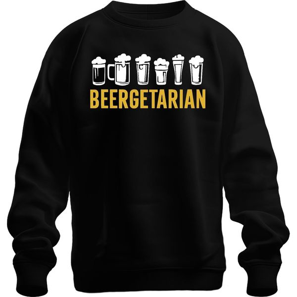 Beergetarian Amante Della Birra Regalo Birra Fan Birra Artigianale Pub Unisex Felpa Pullover, Nero, S-image