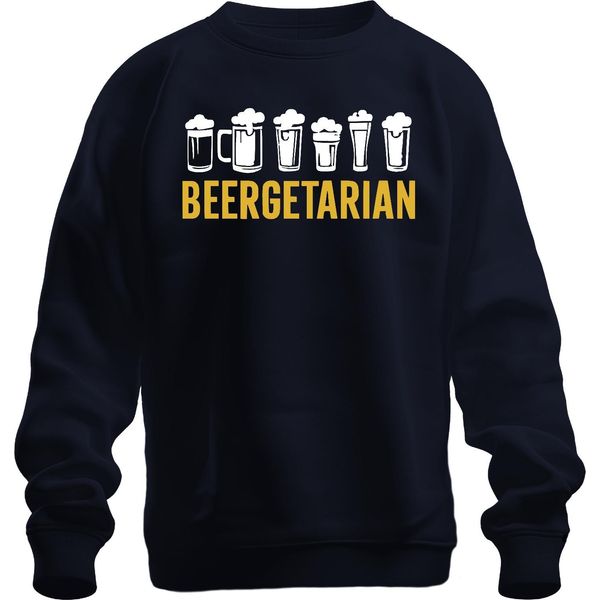Beergetarian Amante Della Birra Regalo Birra Fan Birra Artigianale Pub Unisex Felpa Pullover, Navy, L-image