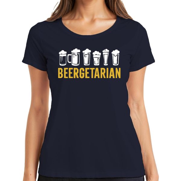 Maglietta Da Donna Beergetarian Beer Lover Gift Beer Fan Craft Beer Pub, Navy, 3XL-image