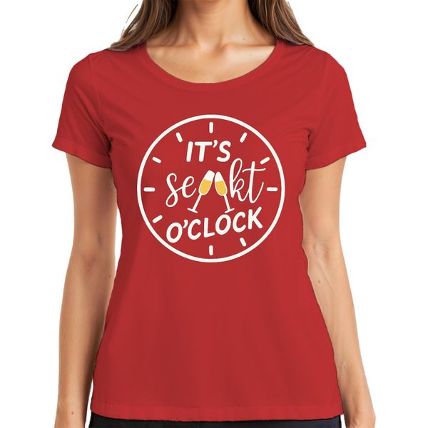 It's Champagne O'clock Champagne Time Champagne Clock Champagne Party Prosecco T-Shirt Da Donna, Rosso, Xl-image