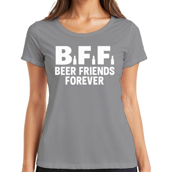 Maglietta Da Donna Bff Beer Friends Forever Beer Friends Party Pub Jga Funny Beer, Grigio, 3XL-image