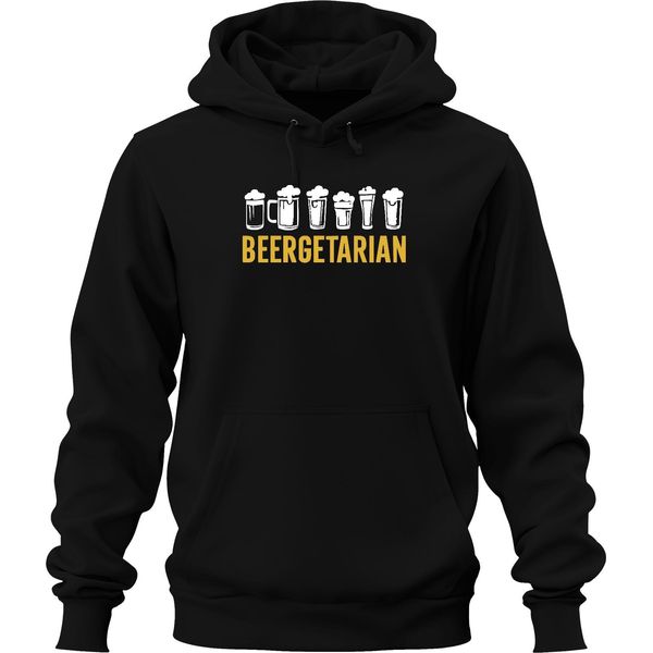 Beergetarian Amante Della Birra Regalo Birra Fan Birra Artigianale Pub Unisex Felpa Con Cappuccio, Nero, Xl-image