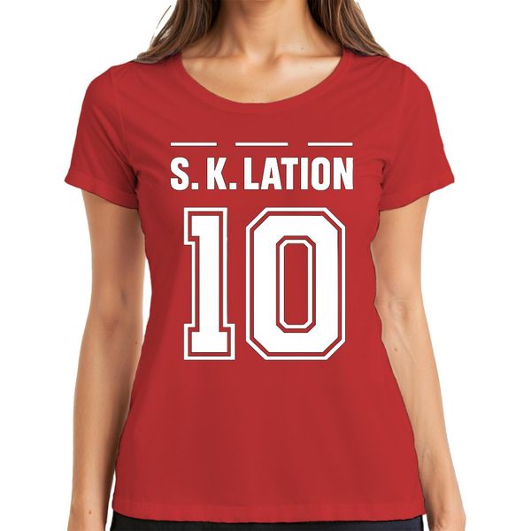 S K Lation 10 Jersey Football Team Party Booze Party Sport Maglietta Da Donna, Rosso, Xl-image