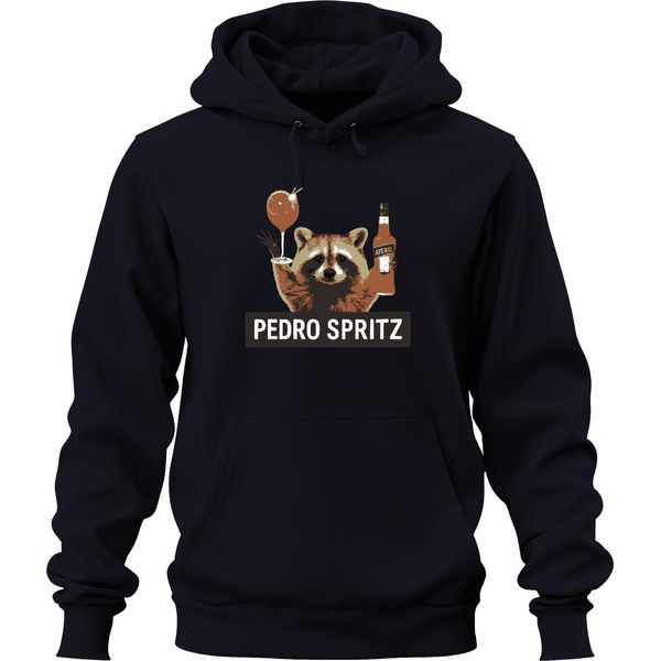 Pedro Spritz Raccoon Aperol Spritz Cocktail Summer Gift Unisex Felpa Con Cappuccio, Navy, M-image