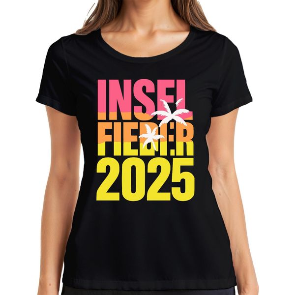 Island Fever 2025 Island Holiday Summer Holiday Beach Palm Trees Sea Ladies T-Shirt, Nero, L-image