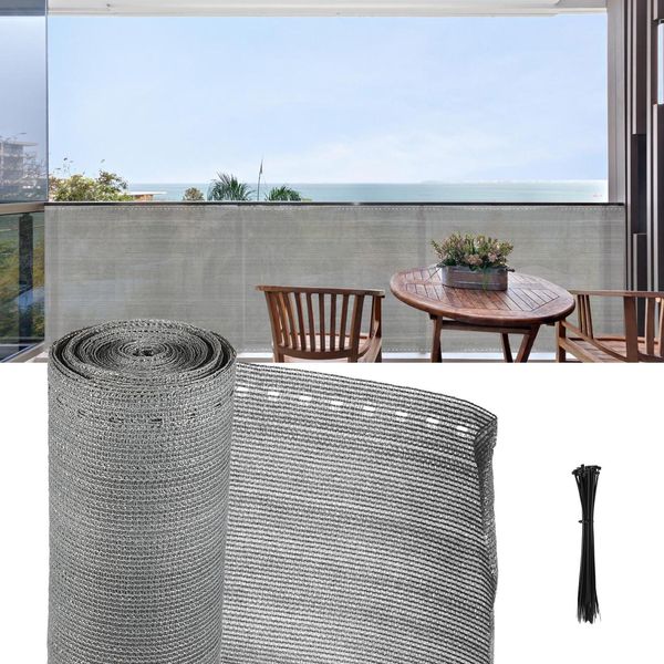 Swanew Schermo Di Privacy Del Balcone Schermo Di Recinzione Schermo Di Tennis 1X25M Schermo Di Privacy Hdpe Rete Di Recinzione Tessuto Ombreggiante Frangivento Grigio-image
