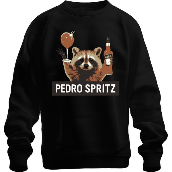 Pedro Spritz Raccoon Aperol Spritz Cocktail Summer Gift Unisex Felpa Pullover, Nero, L-image