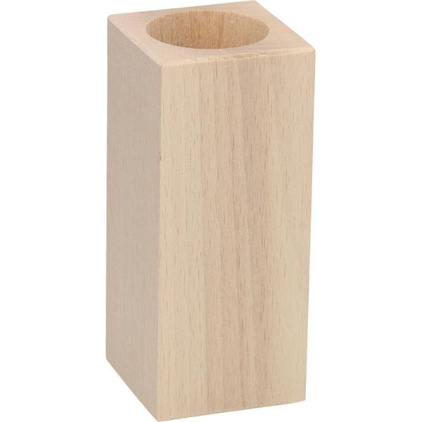 Portacandele Quadrato In Legno Di Faggio, 13 Cm-image