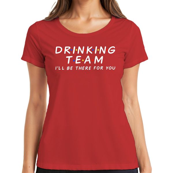 Maglietta Drinking Team I'll Be There For You Friends Serienfan Party Trinkspiel Damen, Rot, 3XL-image