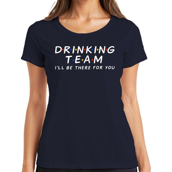 Maglietta Drinking Team I'll Be There For You Friends Serienfan Party Trinkspiel Damen, Navy, L-image