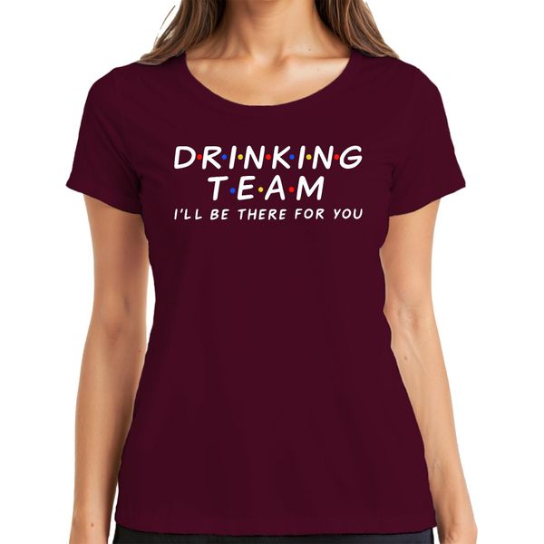 Maglietta Drinking Team I'll Be There For You Friends Serienfan Party Trinkspiel Damen, Borgogna, Xl-image