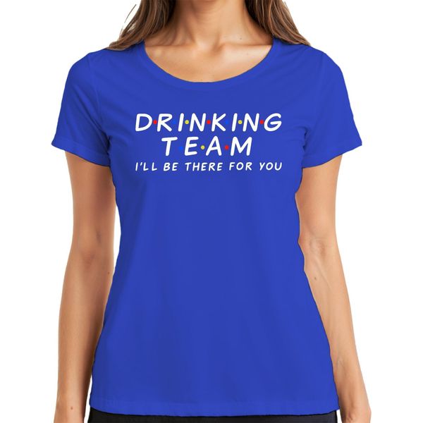 Maglietta Drinking Team I'll Be There For You Friends Serienfan Party Trinkspiel Damen, Blau, S-image