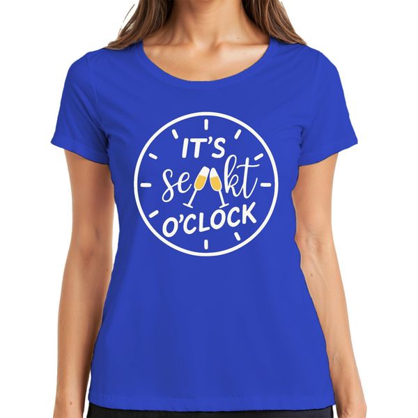 It's Champagne O'clock Champagne Time Champagne Clock Champagne Party Prosecco T-Shirt Da Donna, Blu, Xl-image