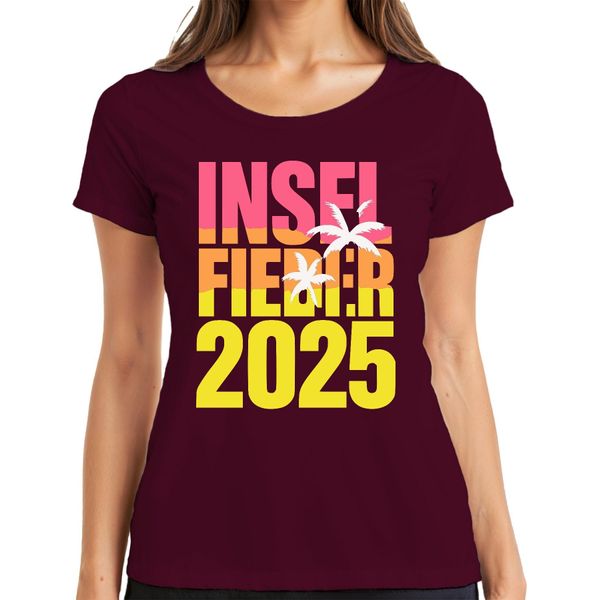 Island Fever 2025 Island Holiday Summer Holiday Beach Palm Trees Sea Maglietta Da Donna, Borgogna, Xxl-image