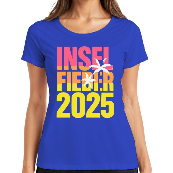 Island Fever 2025 Island Holiday Summer Holiday Beach Palm Trees Sea Ladies T-Shirt, Blue, L-image