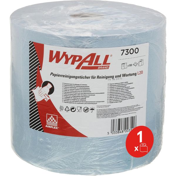Wypall® 7300 Rotolo Di Panno Per Pulire L20 - 2 Veli, Blu, 500 Panni-image