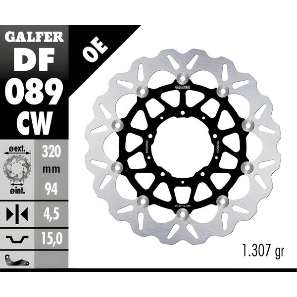 Set Di Dischi Freno Galfer 2X DF089CW Wave® Flottanti Anteriori 320X4.5Mm Per Honda Cbr Rr Fireblade 1000 Ccm Anno 2017 - 2019-image