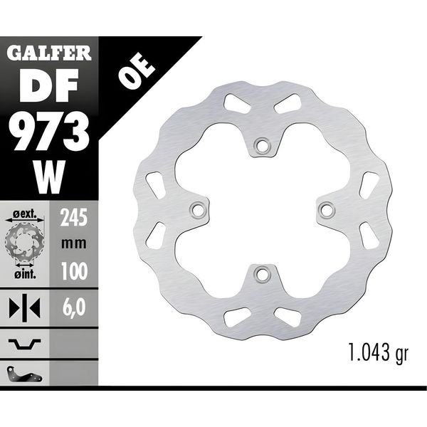 Set Di Dischi Freno Galfer 2X DF973W Wave® Anteriori Rigidi 245X6Mm Per Yamaha Yxz R Es 1000 Ccm-image