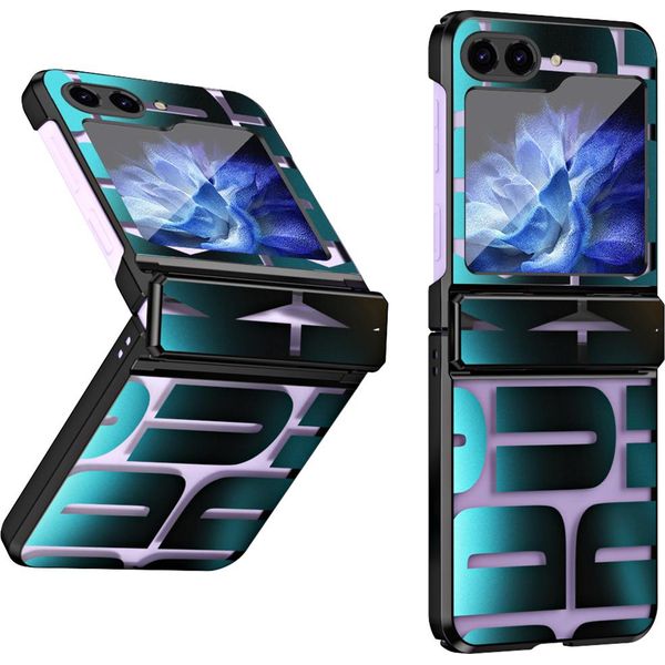 Custodia Per Samsung Galaxy Z Flip 6 / Z Flip 7 Fe, Custodia Galvanizzata Trasparente Con Protezione A Cerniera Nera-image