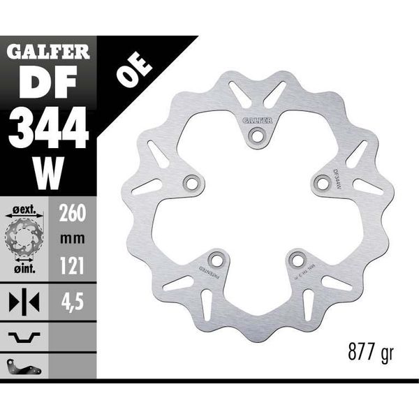 Set Di Dischi Freno Galfer 2X DF344W Wave® Rigido Anteriore 260X4,5Mm Per Suzuki An Burgman Za 250 - 650 Ccm-image