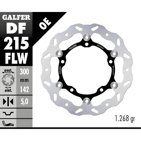 Set Di Dischi Freno Galfer 2X DF215FLW Wave® Flottante Anteriore 300X5Mm Per Kawasaki Ninja Z 650 / 900 Ccm Anno 2016 - 2023-image