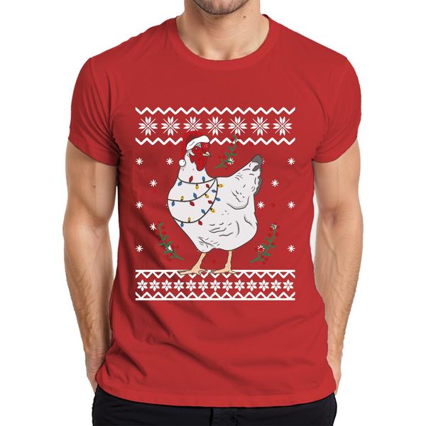 Cappello Di Natale Chicken Friends - Maglietta Da Uomo Con Maglione Natalizio, Rosso, S-image