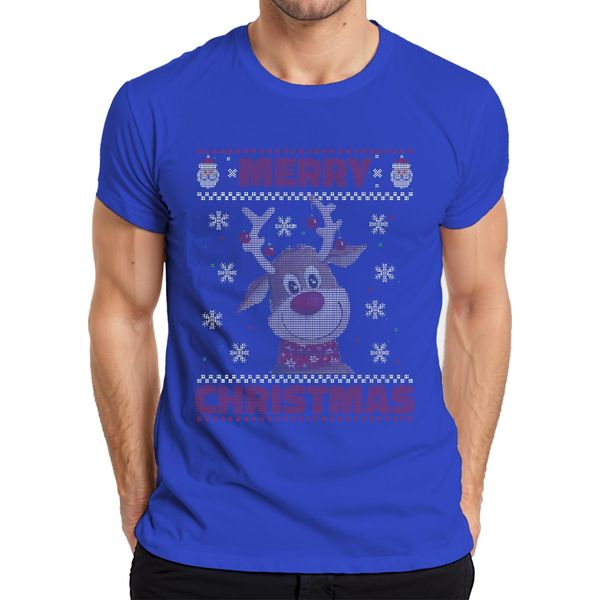 Maglietta Da Uomo Merry Christmas Ugly Sweater Reindeer Christmas Gift, Blu, Xl-image