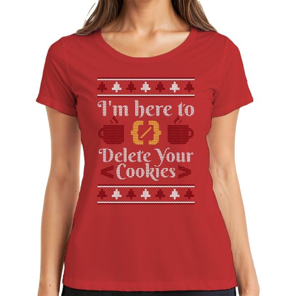 Computer Scientist Cookies Christmas Saying - Ugly Christmas Sweater Christmas Gift Ladies T-Shirt, Rosso, 3XL-image