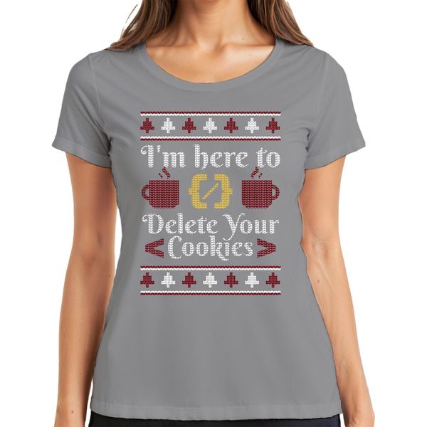 Computer Scientist Cookies Christmas Saying - Ugly Christmas Sweater Christmas Gift Ladies T-Shirt, Grigio, Xl-image