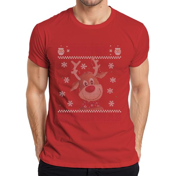 Maglietta Da Uomo Merry Christmas Ugly Sweater Reindeer Christmas Gift, Rosso, Xl-image