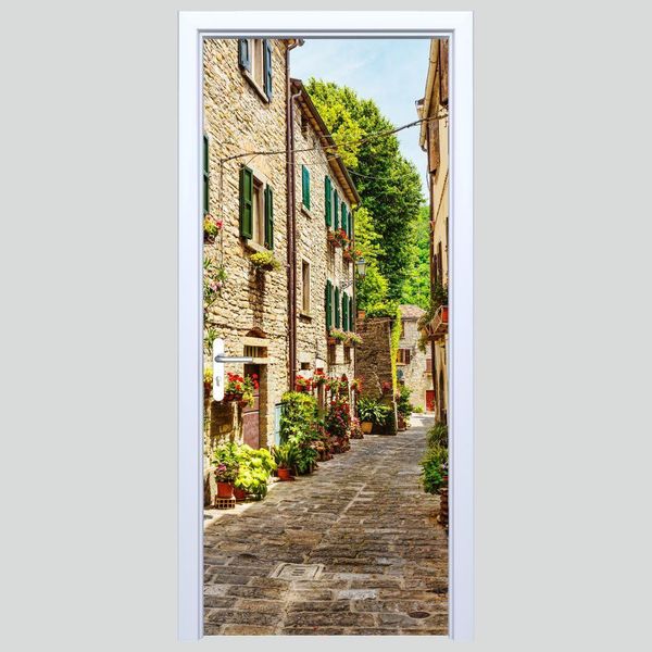 Adesivo Per Porta In Tessuto Vecchia Strada 286PD-image