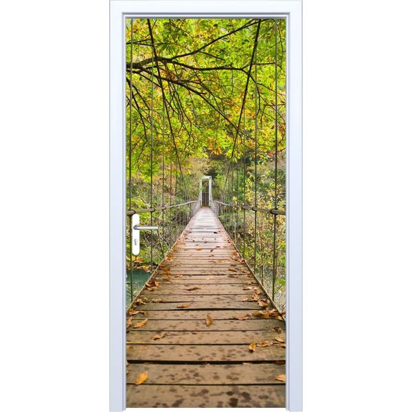 Adesivo Per Porta In Tessuto Ponte Nella Foresta 546PD-image