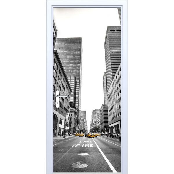 Adesivo Porta Tessuto Città Strada E Taxi 037PPD-image