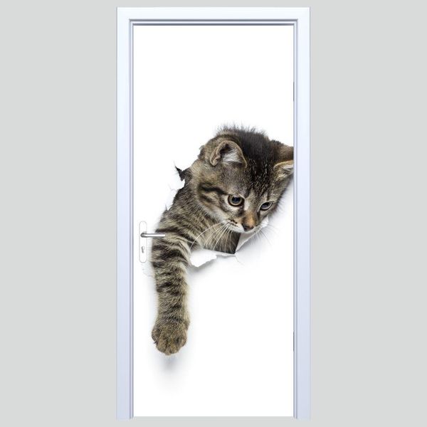 Adesivo Per Porte In Tessuto Con Gattino, 219PD-image