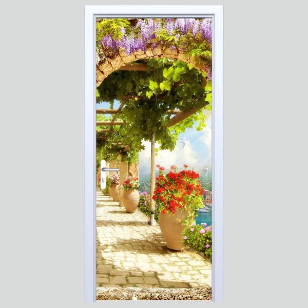 Adesivo Per Porta In Tessuto - Sentiero Tra I Fiori 303PD-image