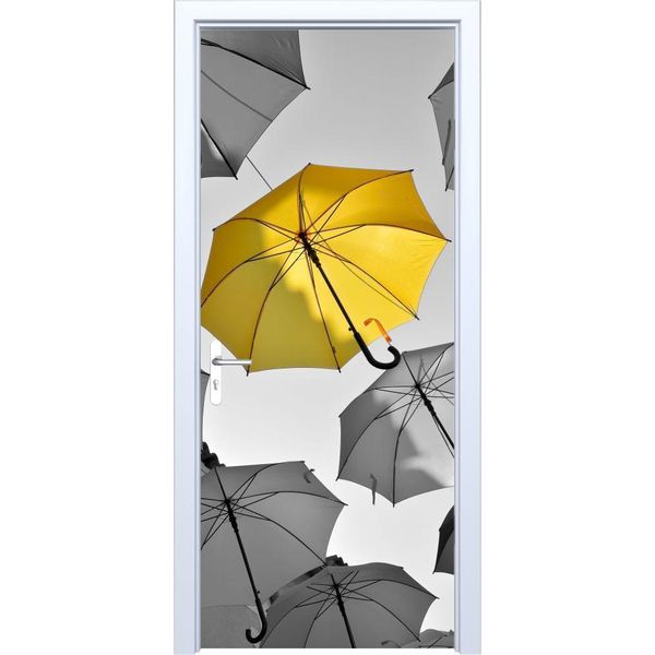 Adesivo Per Porta In Tessuto Con Ombrello Giallo 479PD-image